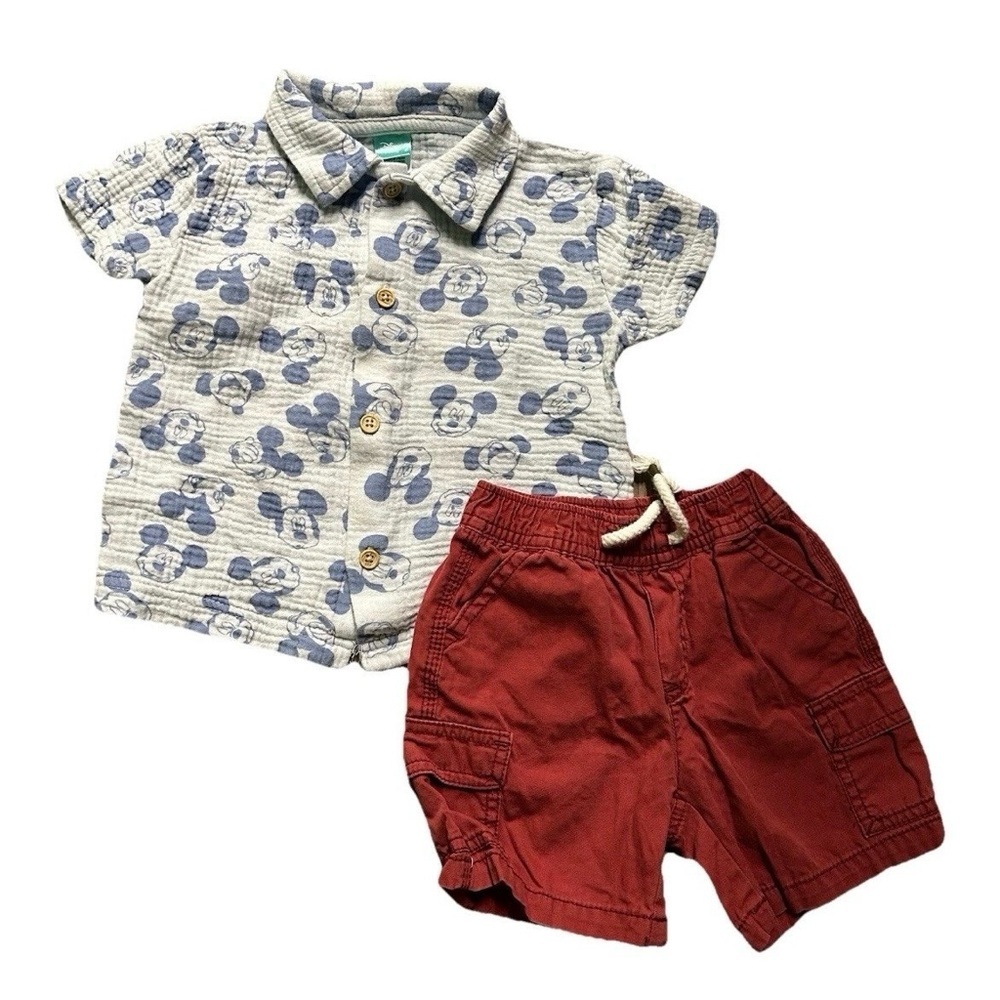 Toddler Boy Summer Clothes Warm Weather T Shirts Shorts Mickey Size 12-18 Months - Picture 5 of 5
